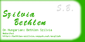 szilvia bethlen business card